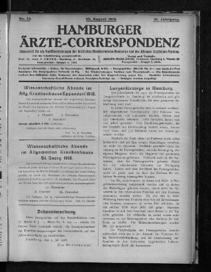 No. 34. 25. August 1918. 21. Jahrgang.