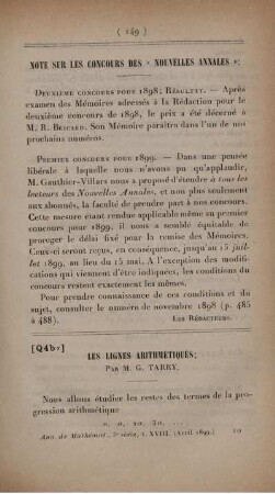 Note sur les concours des "Nouvelles Annales".