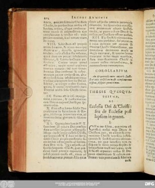 Thesis Quinquagesima, De Ecclesia Dei & Christi : seu de Ecclesiae post lapsum in genere.