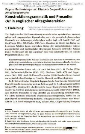 Konstruktionsgrammatik und Prosodie. OH in englischer Alltagsinteraktion