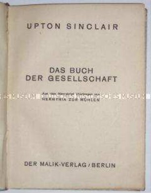 Das Buch der Gesellschaft von Upton Sinclair