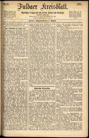 Erste Ausgabe vom Samstag, den 07. August 1880.