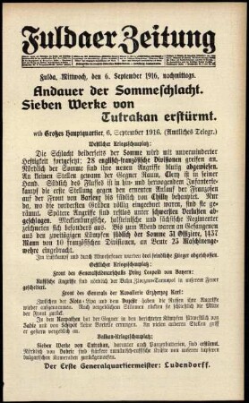 Ausgabe vom Mittwoch, den 06. September 1916.