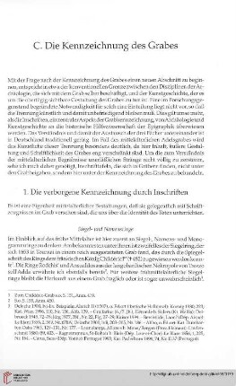 C. Die Kennzeichnung des Grabes