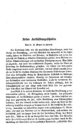 Ueber Fortbildungsschulen
