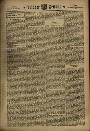 Dritte Ausgabe vom Samstag, den 21. Januar 1911.