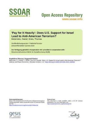 'Pay for It Heavily': Does U.S. Support for Israel Lead to Anti-American Terrorism?