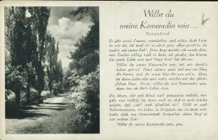 Willst du meine Kameradin sein . . .