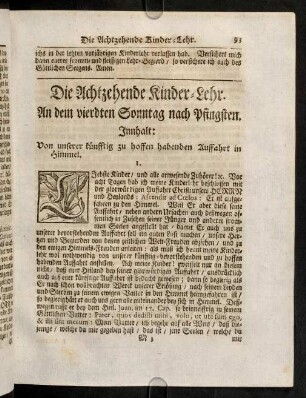 93-98, Die Achtzehende Kinder-Lehr