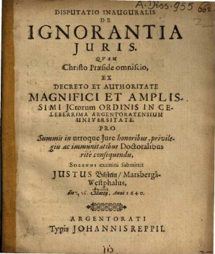 Disputatio Inauguralis De Ignorantia Juris