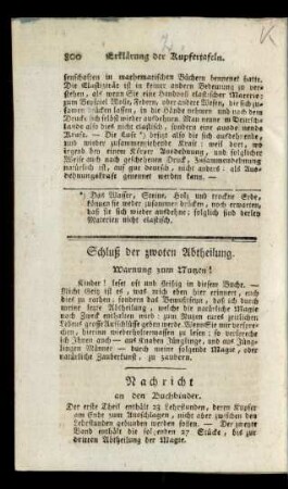 Schluß der zwoten Abtheilung