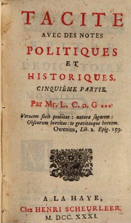 Tacite : Avec Des Notes Politiques Et Historiques ; [Les Annales De Corneille Tacite], T. 5