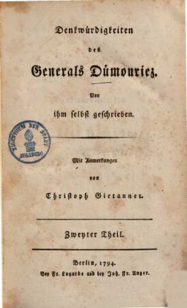 Denkwürdigkeiten des Generals Dümouriez, 2.