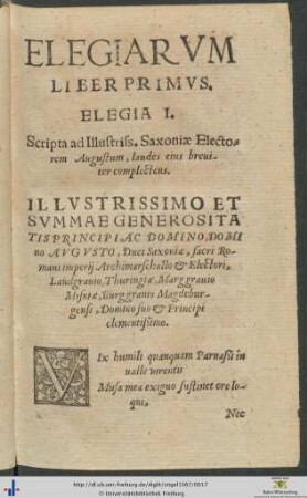 Elegiarum Liber Primus