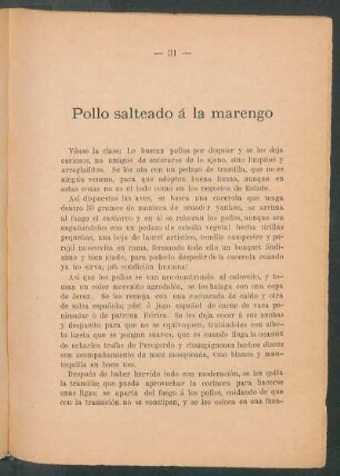 Pollo salteado á la marengo