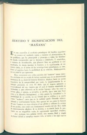 Sentido y significación del "Mañana"