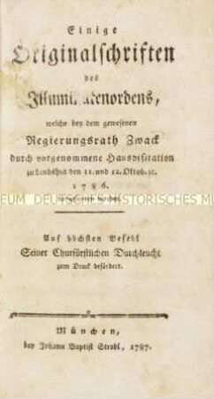 Einige Originalschriften des Illuminatenordens