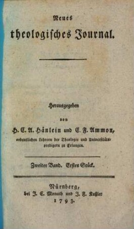 Neues theologisches Journal. 2, 2. 1793