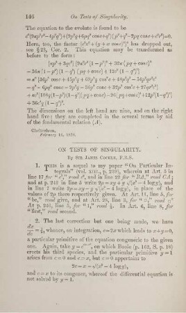 On tests of singularity.