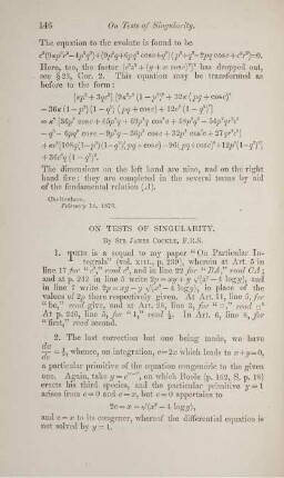 On tests of singularity.