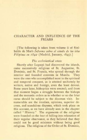 Character and influence of the friars