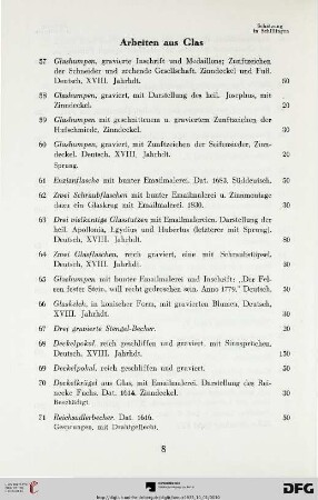 Arbeiten aus Glas (Nr. 57-86)