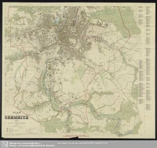 Karte : Plan von Chemnitz 1925