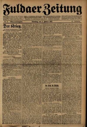 Erste Ausgabe vom Dienstag, den 05. Januar 1915.