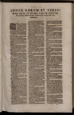 Index Rerum Et Verborum Quae In Prima Parte Horum Caroli Molinaei Commentariorum habentur