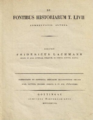 De fontibus historiarum T. Livii commentatio, 2