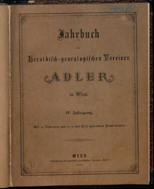 4: Jahrbuch des Heraldisch-Genealogischen Vereines Adler