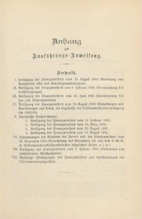 Anhang zur Ausführungs-Anweisung.