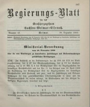 154. Ministerial-Verordnung über die von Amtswegen zu bewirkenden Zustellungen und Bekanntmachungen gerichtlicher Verfügungen