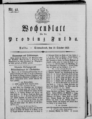 Nr. 42, Ausgabe vom 19. Oktober 1833