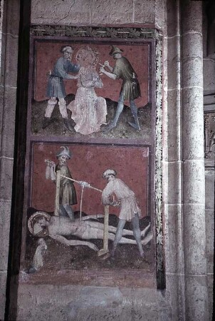 Martyrium des heiligen Leodegar von Autun und des heiligen Erasmus