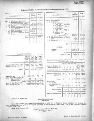 1874: Rechnungs-Abschluß der Communal-Beamten-Sterbekasse pro ...
