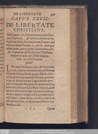 Caput XXVII. De Libertate Christiana.