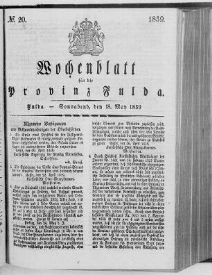No. 20, Ausgabe vom 18. Mai 1839