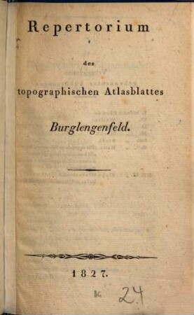 Repertorium des topographischen Atlasblattes Burglengenfeld