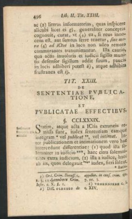 Tit. XXIII. De Sententiae Publicatione, Et Publicatae Effectibus