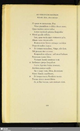 Ad Virginem Matrem. Kalendis Maiis. Anno MDCXLI