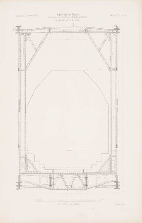 Elbbrücke, Meißen: Querschnitt eines Überbaus (aus: Atlas zur Zeitschrift für Bauwesen, hrsg. v. G. Erbkam, Jg. 18, 1868)