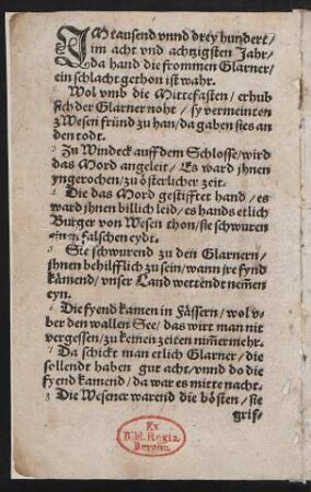 Jm tausend vnnd drey hundert/ || im acht vnd achtzigsten Jahr/ ||