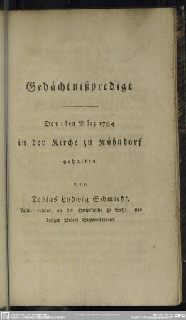 Gedächtnißpredigt