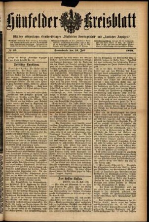 Ausgabe vom Samstag, den 16. Juli 1898.