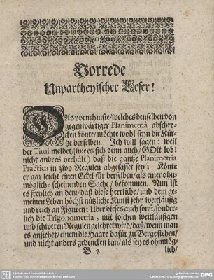 Vorrede Unpartheyischer Leser!