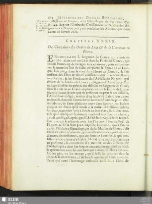 Chapitre XXXIX. Des Chevaliers des Ordres du Lion & de Couronne en France