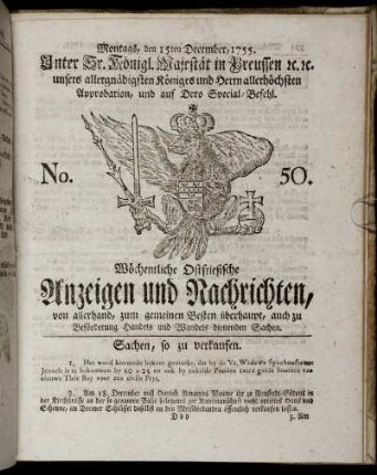 No. 50. Montags, den 15ten December, 1755.