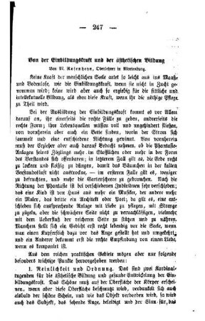 Von der Einbildungskraft und der ästhetischen Bildung