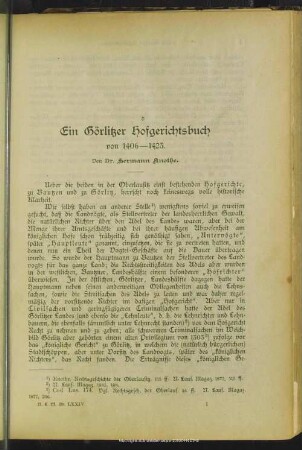 Ein Görlitzer Hofgerichtsbuch von 1406 - 1423